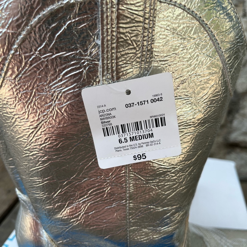 Arizona Jean Co Maybrook Silver Metallic Cowboy Boots Womens Sz 6.5 - Picture 5 of 8